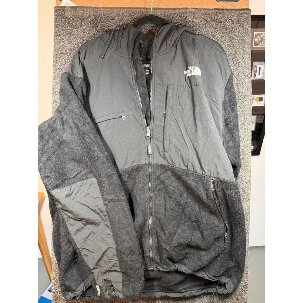 The North Face Denali Fleece Jacket Mens XL Black Hooded Full Zip Coat